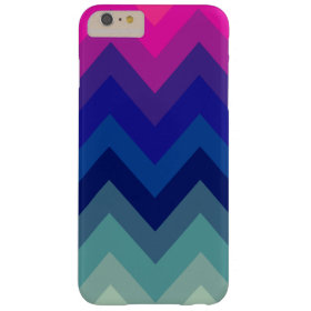 Trendy Bright Pink Teal Ombre Chevron Pattern Barely There iPhone 6 Plus Case