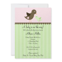 Trendy Brown Baby Bird with Mom Baby Shower invitations by celebrateitinvites Trendy Brown Baby Bird with Mom Baby Shower invitations