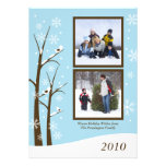 Trendy brown blue snowflakes holiday photo card personalized invitations