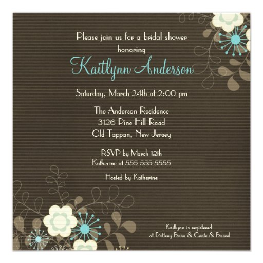 Trendy Brown Floral Bridal Shower Invitation