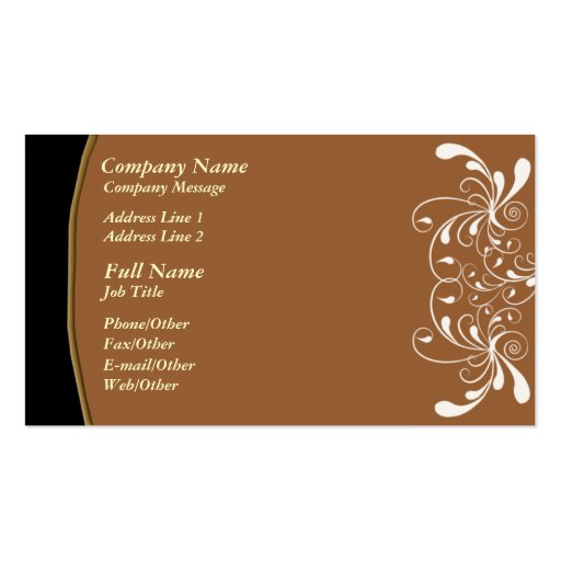 Trendy Brown w/ White Swirl Business Card Template
