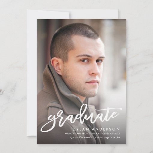 Trendy Brush Script Photo Graduation Announcement Zazzle