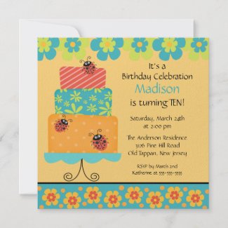 Trendy Cake Birthday Invitation invitation