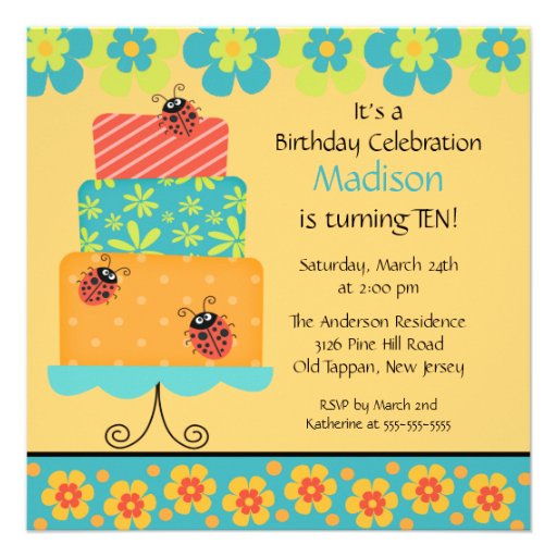 Trendy Cake Birthday Invitation