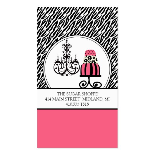 Trendy Cakery Zebra Print Business Cards (front side)