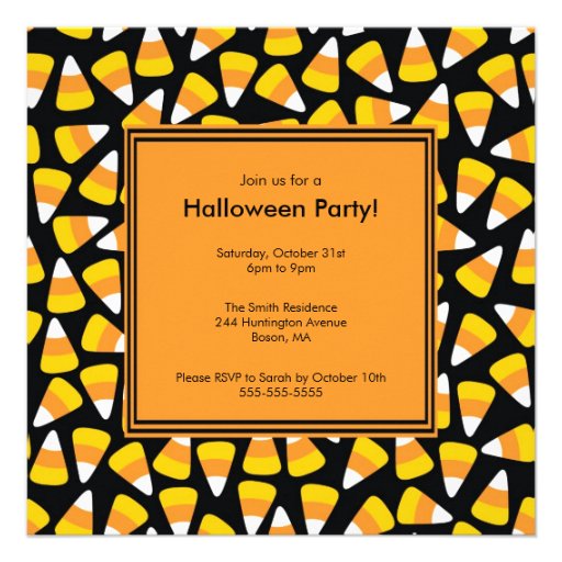 Trendy Candy Corn Halloween Invitation