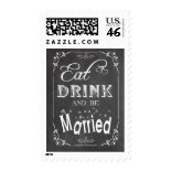 Trendy Chalkboard Eat Drink And Be Married Design Stamps