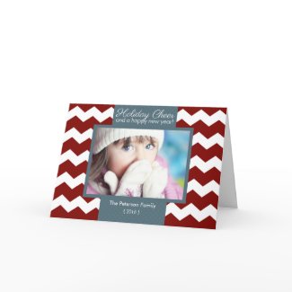 Trendy Chevron Holiday Cheer Folded Christmas Card