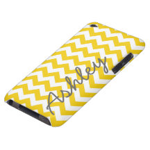 Trendy Chevron Pattern with name - yellow gray iPod Case-Mate Case