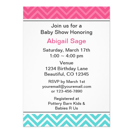 Trendy Chevron XOXO Baby Shower Invitation ~ Girls