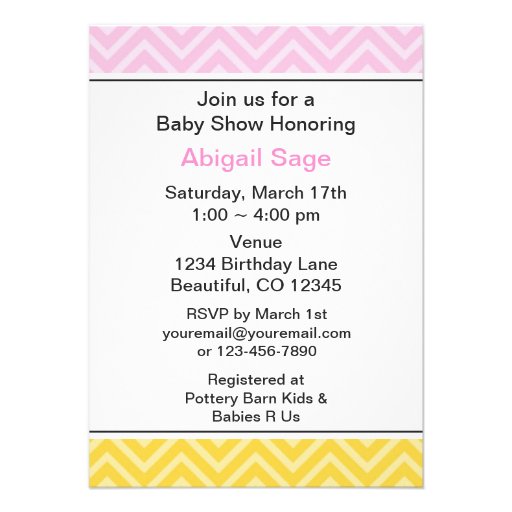 Trendy Chevron XOXO Baby Shower Invitation ~ Girls
