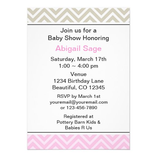 Trendy Chevron XOXO Baby Shower Invitation ~ Girls