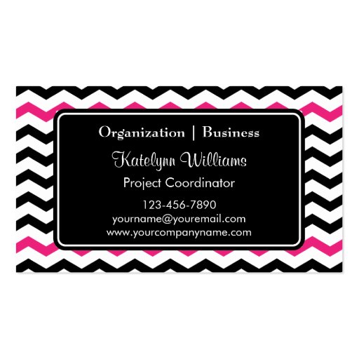 Trendy Chevron Zigzag Pattern Business Cards (front side)