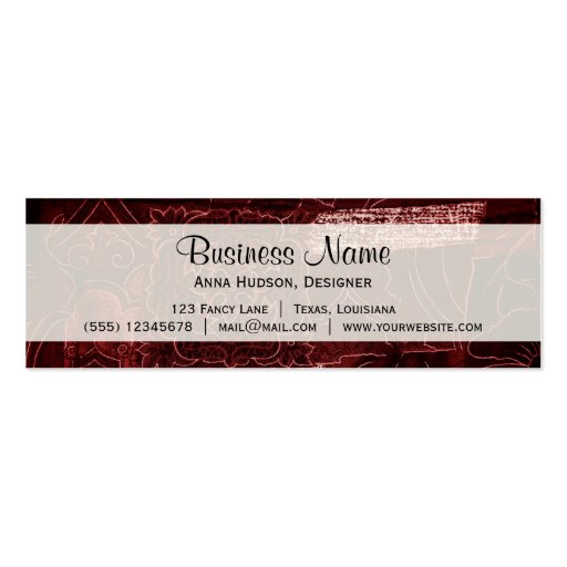 Trendy Chic Decorative Patchwork Flowers Red Business Card Template