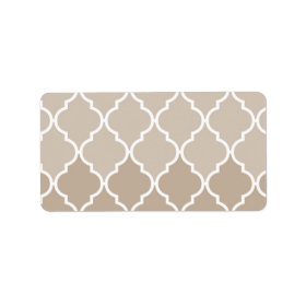 Trendy Chic Girly Cream Brown Quatrefoil Pattern Personalized Address Labels