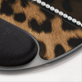 Trendy chic girly faux brown black leopard gel mouse mat