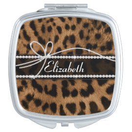 Trendy chic girly faux brown black leopard mirrors for makeup