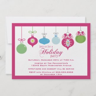Trendy chic ornaments holiday party invitation invitation
