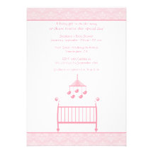 Trendy chic pink damask baby shower invitation