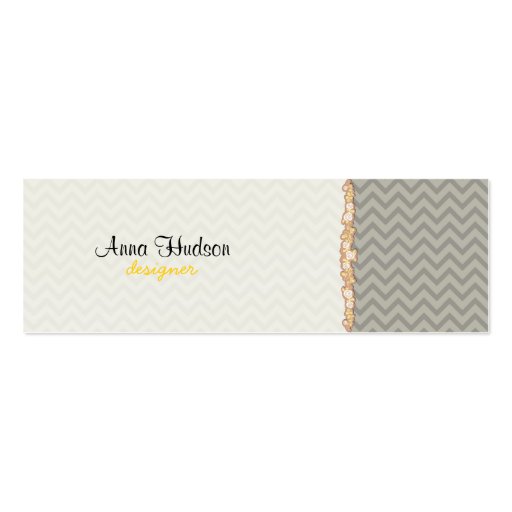 Trendy Chic Zig Zag Stripes Lines Gray Yellow Business Cards