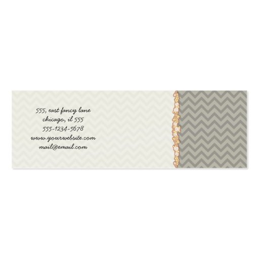 Trendy Chic Zig Zag Stripes Lines Gray Yellow Business Cards (back side)