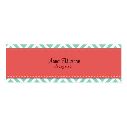 Trendy Chic Zig Zag Stripes Lines White Blue Red Business Card Templates (front side)