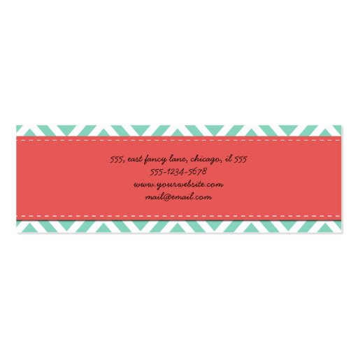 Trendy Chic Zig Zag Stripes Lines White Blue Red Business Card Templates (back side)