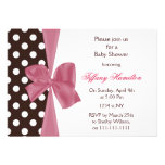 trendy chocolate pink bow Baby shower Invitation invitations