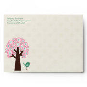 Trendy circle tree and bird A7 invitation envelope envelope