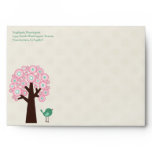 Trendy circle tree and bird A7 invitation envelope