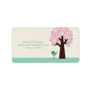 Trendy circle tree and bird avery address label label