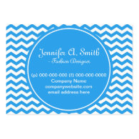 trendy,classic, bright white and blue chevron business card