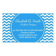 trendy,classic, bright white and blue chevron business card