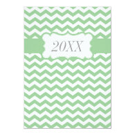 Trendy, classic, modern lime chevron graduation custom invites