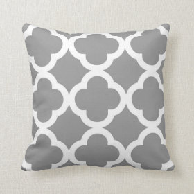 Trendy Clover Pattern in Grey and White Pillow