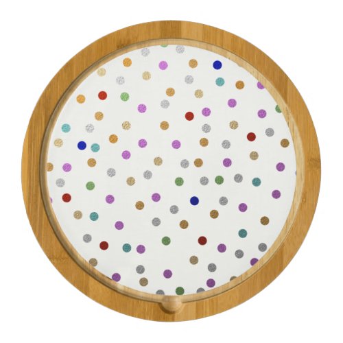 Trendy Colorful Dots Pattern Round Cheeseboard