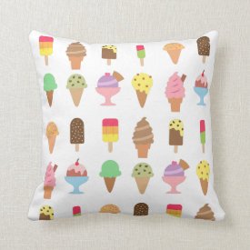 Trendy Colourful Ice Cream Desserts For Summer Throw Pillows