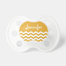 trendy, cool bright sunny yellow chevron zigzag baby pacifier