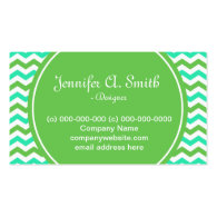 trendy, cool green and aqua blue chevron business card templates