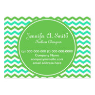 trendy, cool green and aqua blue chevron zigzag business cards