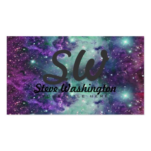 Trendy Cool Sparkly New Nebula Design Business Card (front side)