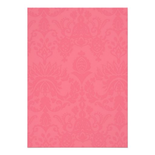 Trendy Coral Pink Damask + Peony Bridal Shower Custom Announcements