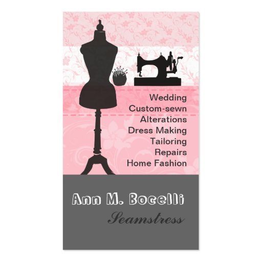 Trendy Crafts Sewing Fashion Business Card Templates (front side)