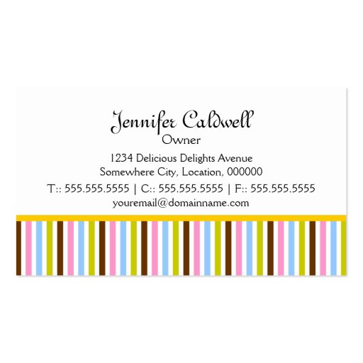 Trendy Cupcake Bakery Business Cards (back side)