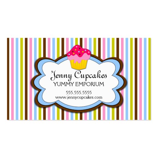 Trendy Cupcake Bakery Business Cards (front side)