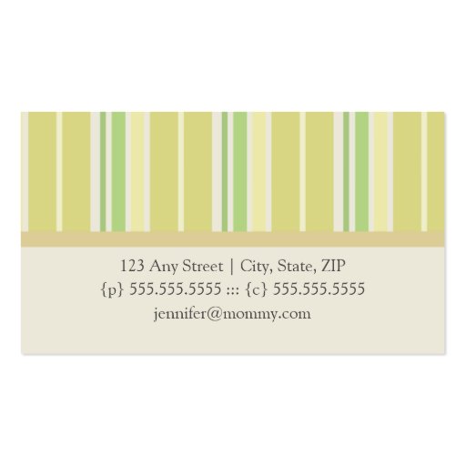 Trendy Customized Mommy Calling Cards Stripes : 02 Business Cards (back side)