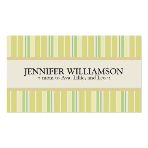 Trendy Customized Mommy Calling Cards Stripes : 02 Business Cards (front side)