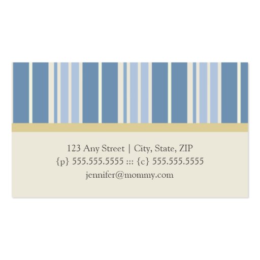 Trendy Customized Mommy Calling Cards Stripes : 05 Business Card Templates (back side)