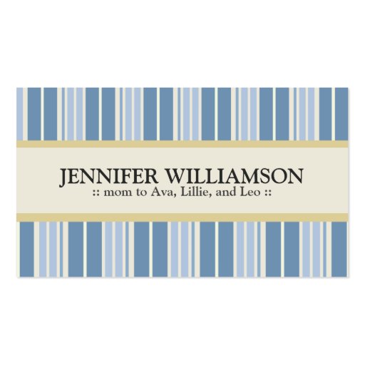 Trendy Customized Mommy Calling Cards Stripes : 05 Business Card Templates (front side)