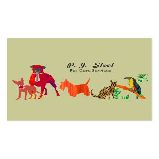 Trendy Cute Animal Pet Care Business Card